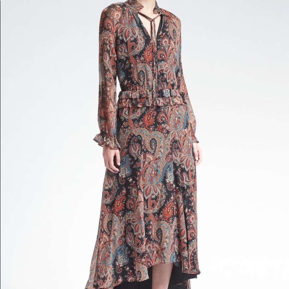 Olivia Palermo x BR Paisley High-Low Dress